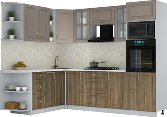Готовая кухня Интерлиния Мила Шато 1.88x2.6 ВТ LV (луна/дуб вотан/опал светлый)