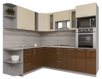 Готовая кухня Интерлиния Мила Gloss 1.88x2.4 левая (ваниль-шоколад)