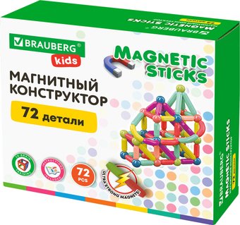 Магнитный конструктор BRAUBERG Kids Magnetic Sticks 665722