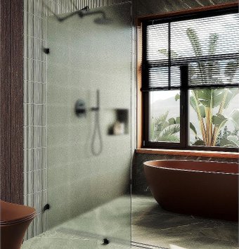 Душевая стенка MaybahGlass 99x195 MGD-270-6 (сатин стекло/черный)