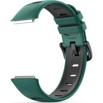 Ремешок Rumi силиконовый для Huawei Band 7 (зеленый/черный)
