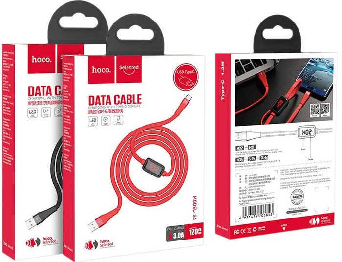 Кабель Hoco S4 USB Type-A - USB Type-C (1.2 м, красный)
