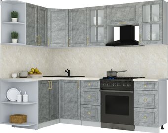 Готовая кухня Интерлиния Мила Шато 1.5x2.4 LV (керамика/керамика/опал светлый)