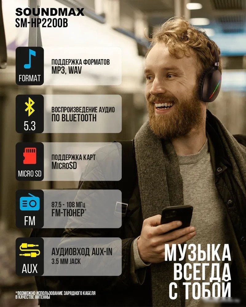 Наушники Soundmax SM-HP2200B (черный)