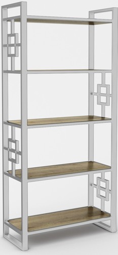 Стеллаж Hype Mebel Квадро 80x200 (белый/дуб галифакс олово)