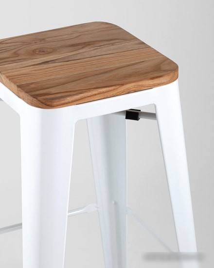 Табурет Stool Group TOLIX WOOD барный (белый) глянцевый
