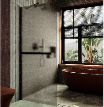 Душевая стенка MaybahGlass 99x195 MGD-1460-6ш (бронзовое матовое стекло/черный)