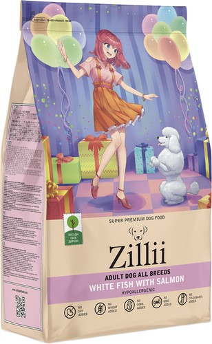 Сухой корм для собак Zillii Adult Dog All Breed белая рыба с лососем 800 г