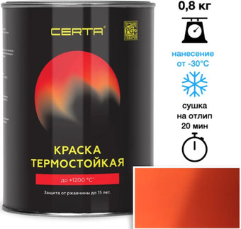 Краска Certa Термостойкая 2004 400С 0.8 кг (оранжевый)