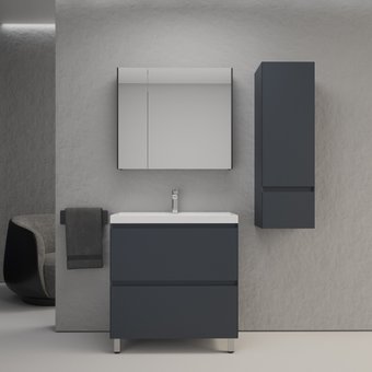 Symbolite Тумба под умывальник Манхэттен 80 Plus 2 ящика + Asti 80x45 (графит)