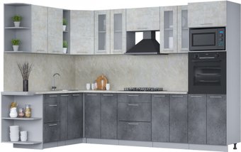 Готовая кухня Интерлиния Мила 1.88x3.0 левая (бетон лайт/бетон портленд/опал светлый)