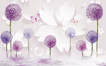 Фотообои Vimala 3D Одуванчики сиреневые 270x400