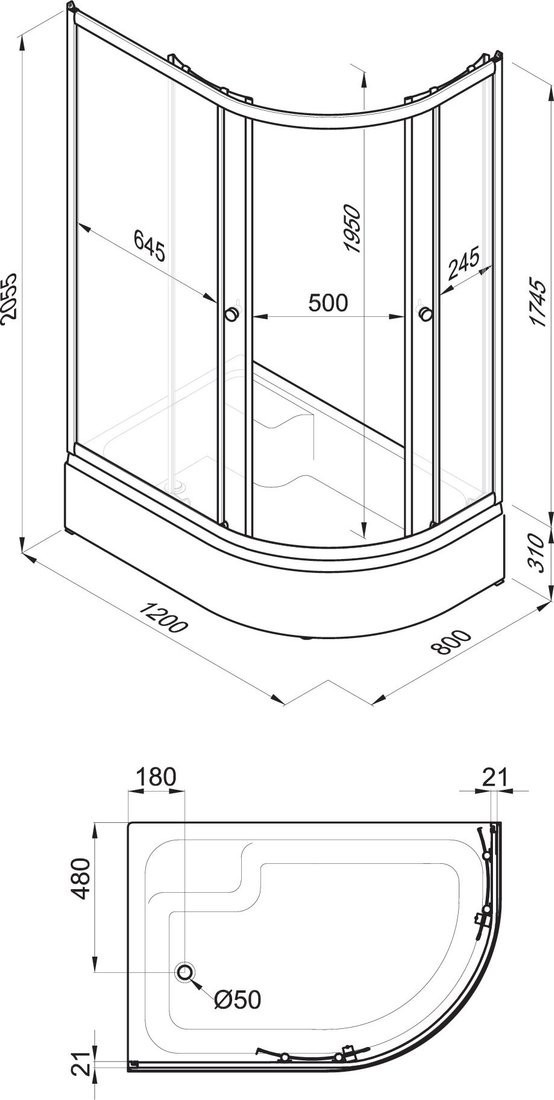 Душевой уголок Triton Коралл В Мозаика 120x80 L