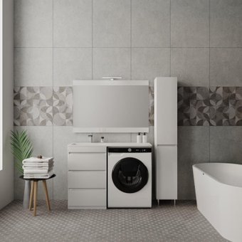 Symbolite Тумба с умывальником Даллас 110 Люкс Plus 3 ящика + Даллас 110x48 (левый, белый)