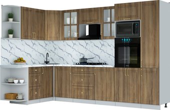Готовая кухня Интерлиния Мила Шато 1.68x3.2 ВТ LV (дуб вотан/дуб вотан/белый гранит)
