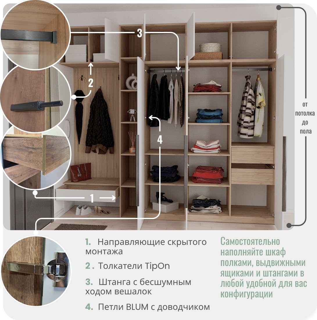 Шкаф распашной Рэйгрупп Рэй S262-В13-1-WKW В13-1 (дуб веллингтон/кобальт)
