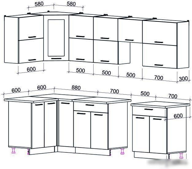 Угловая кухня Интерлиния Мила Gloss 50-12x28 (ваниль/шоколад глянец)