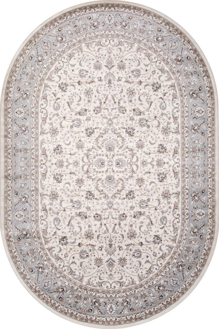 Ковер для жилой комнаты Merinos Valencia Deluxe F014-OVAL-CREAM-L.BLUE (1.5х2.3)
