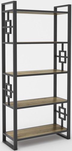 Стеллаж Hype Mebel Квадро 80x200 (черный/дуб галифакс олово)