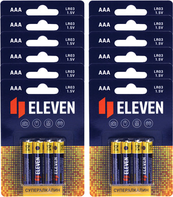 Батарейка Eleven Super AAA LR03 алкалиновые BC4 (12x4 шт)