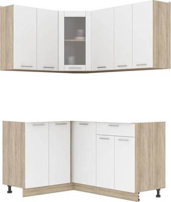 Готовая кухня Интерлиния Мила 12x16 без столешницы (белый платинум)