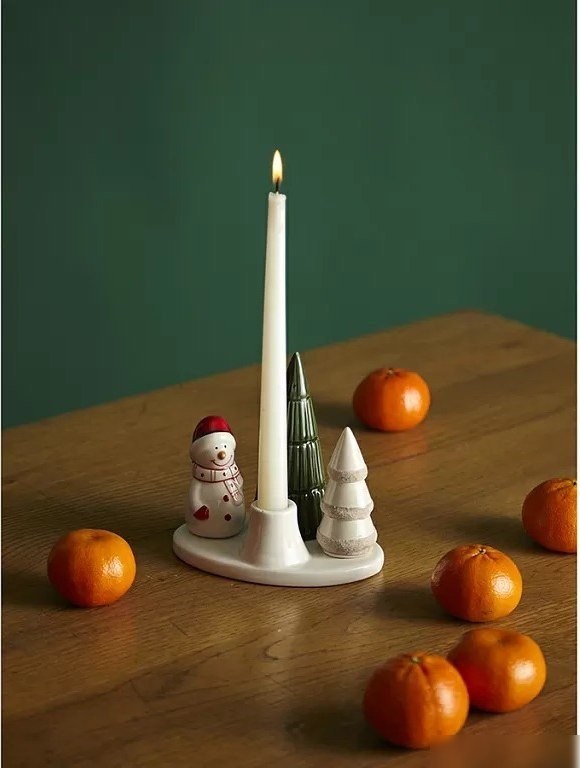 Подсвечник Tkano New Year Essential Enchanted forest TK24-NY_CNH0003 (белый/зеленый)