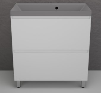 Symbolite Тумба под умывальник Манхэттен 80 Plus 2 ящика + Asti 80x45 (белый матовый/серый шелк)
