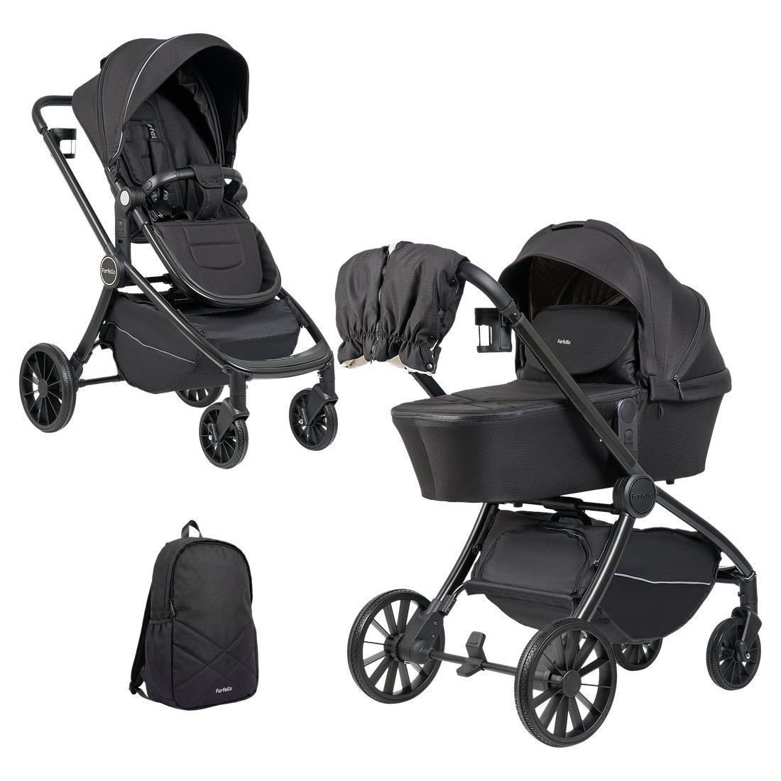 Универсальная коляска Farfello 2в1 Baby shell Total BS-11 (черный/черная рама)