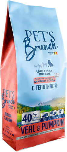 Сухой корм для собак Pet's Brunch для взрослых собак крупных пород с телятиной 4 кг