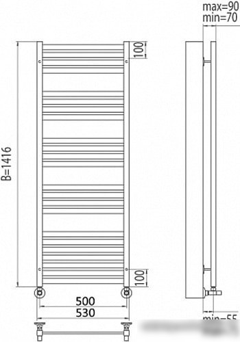 Полотенцесушитель TERMINUS Тоскана П23 (530x1416)