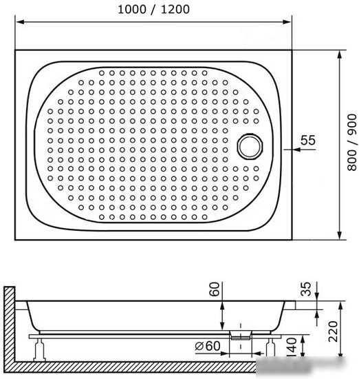 Душевой поддон RGW LUX/TN 120х90