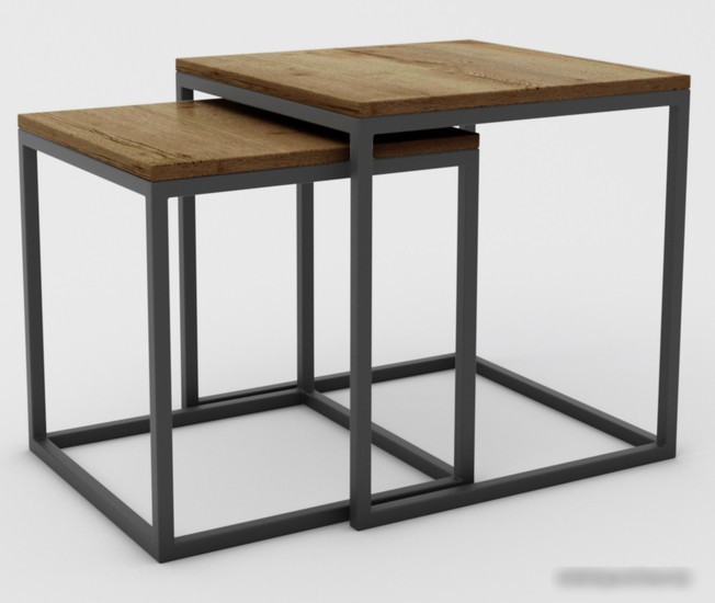 Журнальный столик Hype Mebel Дуэт 40x50-100 (черный/дуб галифакс олово) Журнальный столик Hype Mebel Дуэт 40x50-100 (черный/дуб галифакс олово)