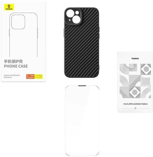 Чехол для телефона Baseus Synthetic Fiber Series для iPhone 15 660157941A (черный/прозрачный)