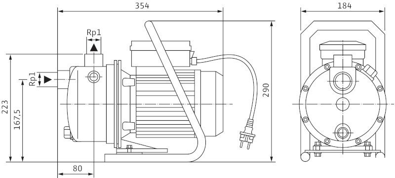 Самовсасывающий насос Wilo Jet WJ 203 (1~230 В)