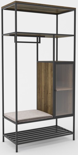 Стеллаж Hype Mebel Босс 100x200 (черный/дуб галифакс олово/велюр серый)