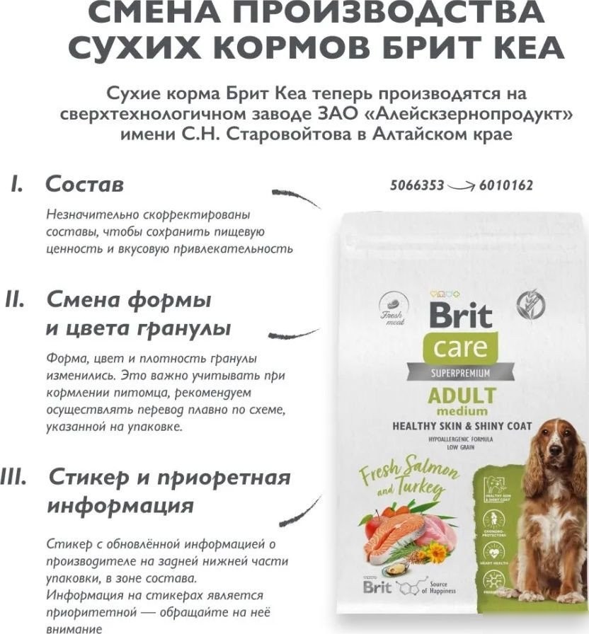 Сухой корм для собак Brit Care Dog Adult Medium Healthy Skin&Shiny Coat 3 кг