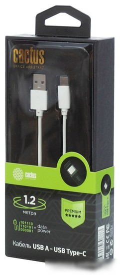 Кабель CACTUS USB Type-A - USB Type-C CS-USB.A.USB.C-1.2 (1.2 м, белый)