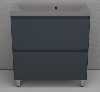 Symbolite Тумба под умывальник Манхэттен 80 Plus 2 ящика + Asti 80x45 (графит/серый шелк)