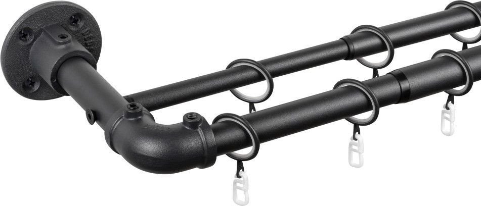 Карниз для штор UG Home Раздвижной 2-рядный 2КМ-367-Ч (черный, 1.5-3.67м)