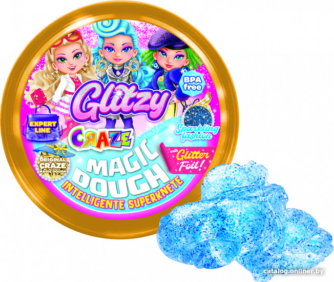 Тесто для лепки Craze Magic Dough Попрыгунчик Блеск Модный блеск 35450.B (голубой) Тесто для лепки Craze Magic Dough Попрыгунчик Блеск Модный блеск 35450.B (голубой)