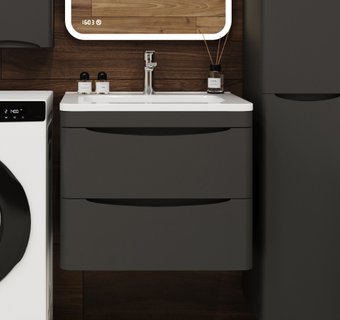 Symbolite Тумба под умывальник Бергамо мини 90 Люкс Plus 2 ящика + Каре Люкс Мини 90х35 (подвесная, черный)