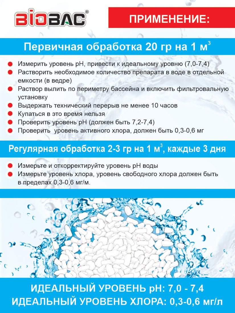 Химия для бассейна BioBac Хлор Ударный BP-C400 400 г