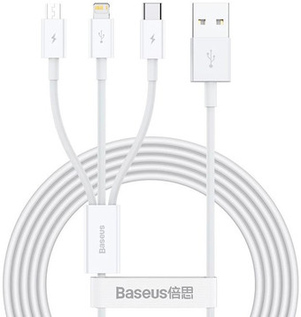 Кабель Baseus Superior Series Fast Charging USB Type-A - USB Type-C/microUSB/Lightning (1 м, белый)