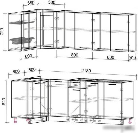 Готовая кухня Интерлиния Мила 12x22 без столешницы (белый платинум)
