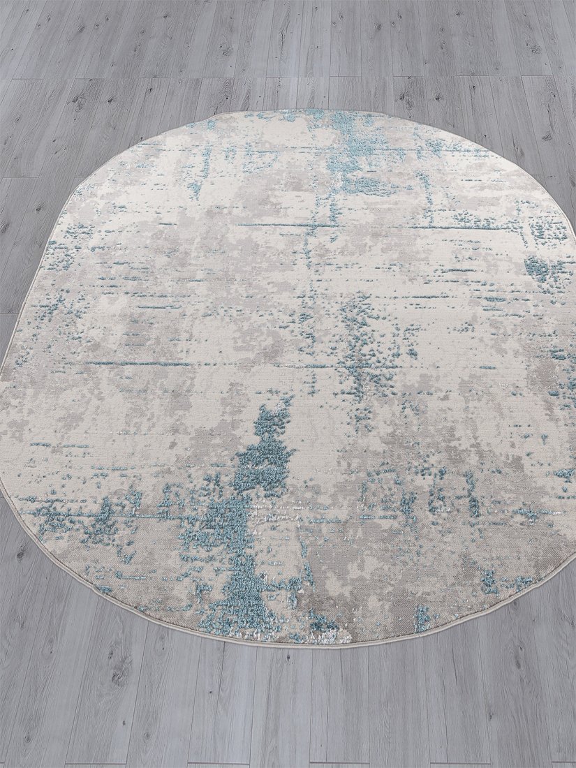 Ковер для жилой комнаты Merinos Liman F169-OVAL-CREAM-D.BLUE (1.6х2.3)