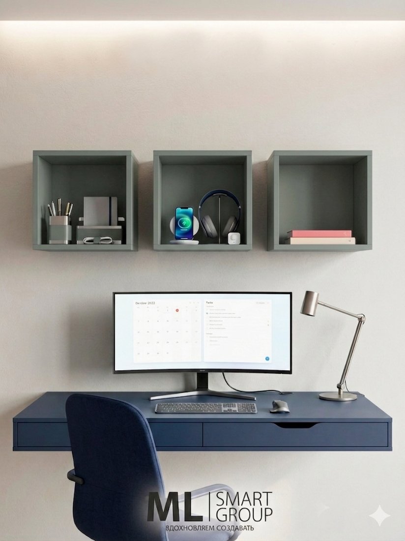 Полка ML Smart Group Свирь 35x25x35 (зеленый эвкалипт)