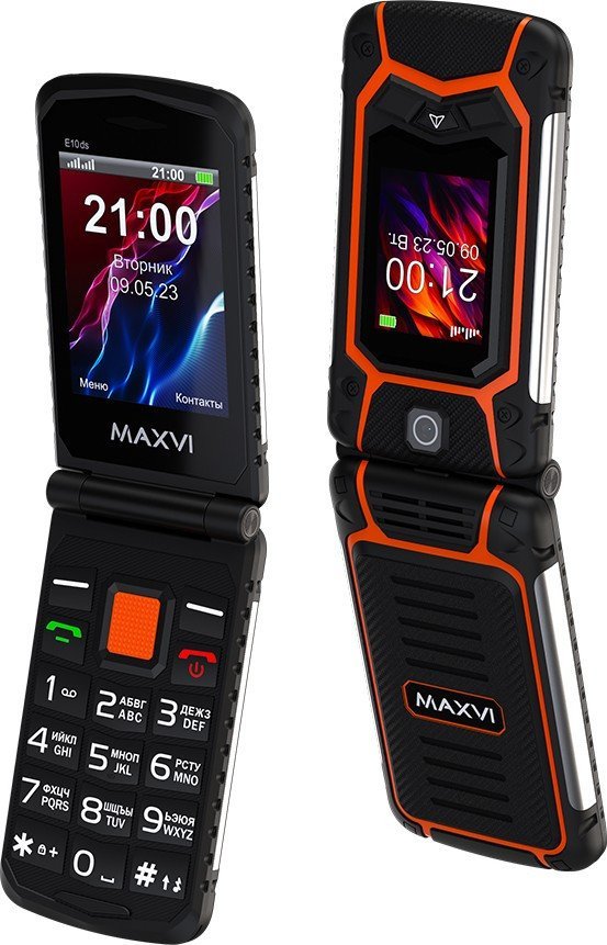 Кнопочный телефон Maxvi E10ds (оранжевый)