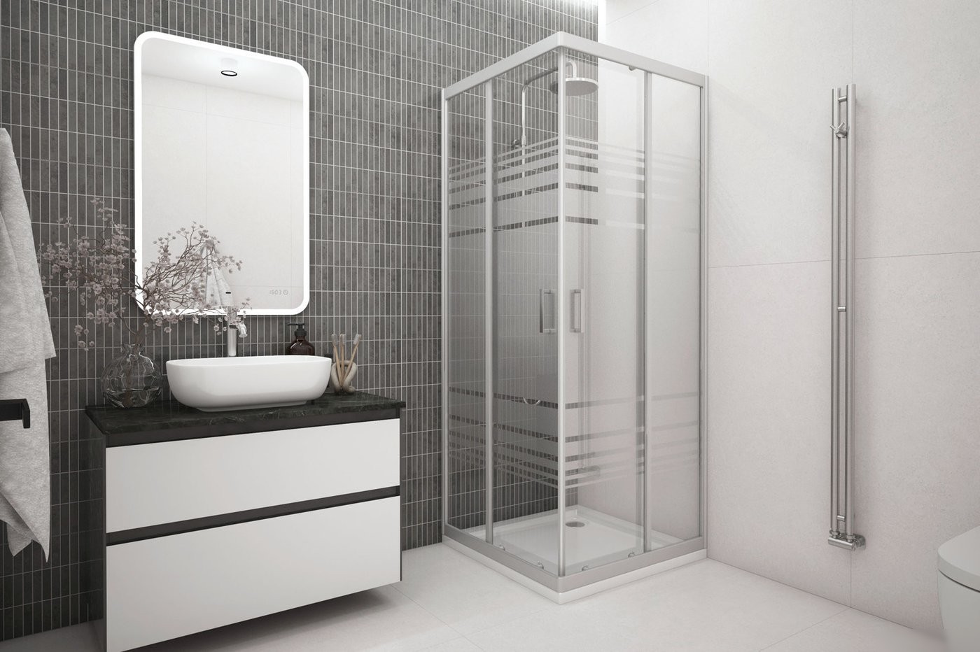 Душевой уголок Метакам City Trend Grey 90x90x185 (без поддона)