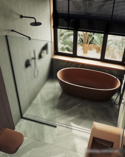 Душевая стенка MaybahGlass 195x109 MGD-680-6у (сатин стекло/черный)