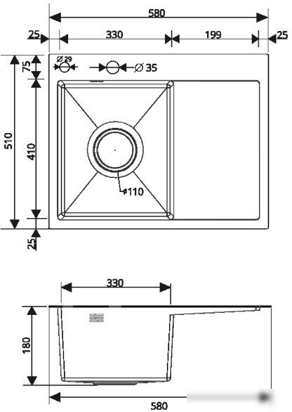 Кухонная мойка РМС MRK-5851BL-L (с дозатором)